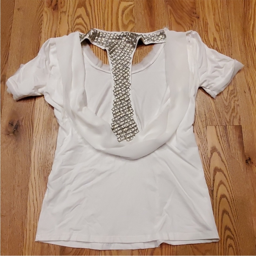 Off White Racerback and Rhinestone Top - Picture 2 of 7